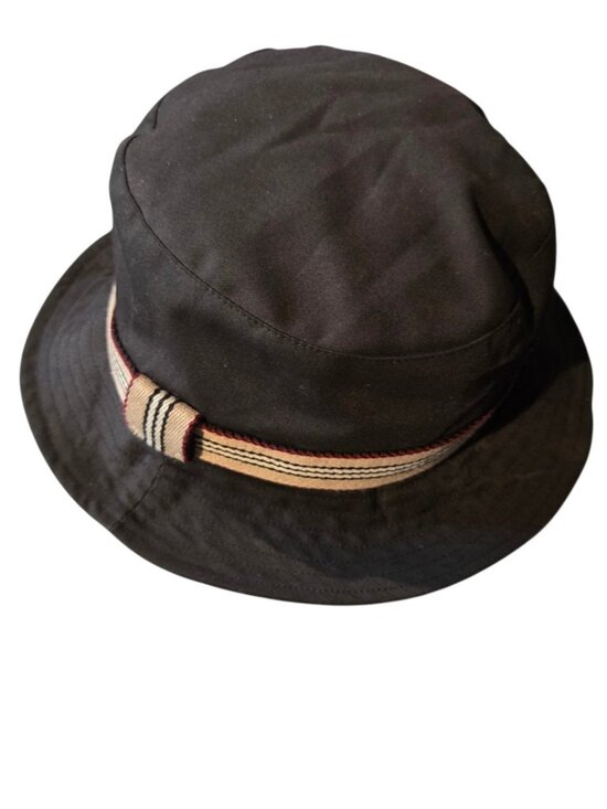 Burberry Bucket Hat Black With Band Plaid Inside One Size Genuine main image 5